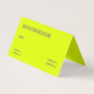 chartreuse yellow  -  QR code  -folded  Business Card