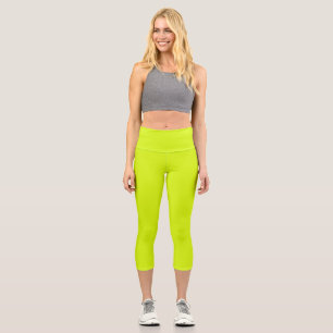 Chartreuse Yellow solid colour Capri Leggings