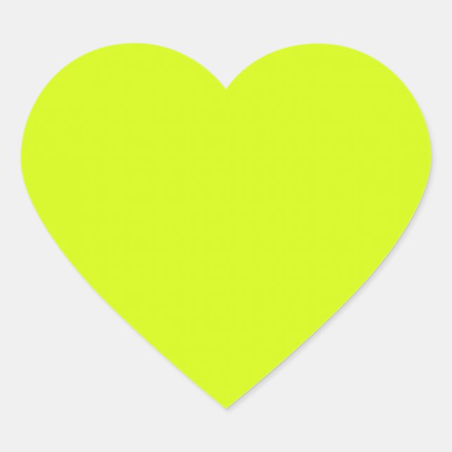 Chartreuse Yellow solid colour Heart Sticker (Front)