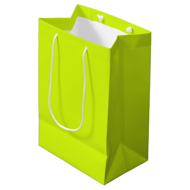 Chartreuse Yellow solid colour Medium Gift Bag (Front Angled)