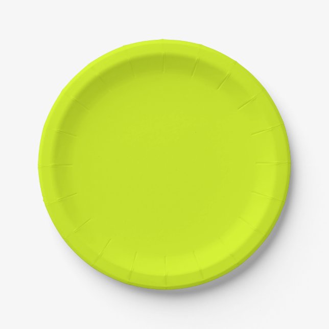 Chartreuse Yellow solid colour Paper Plate (Front)