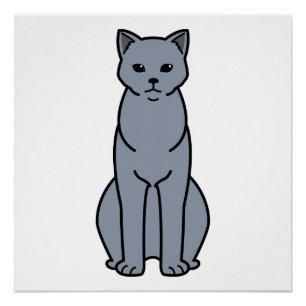 Chartreux Cat Cartoon Poster