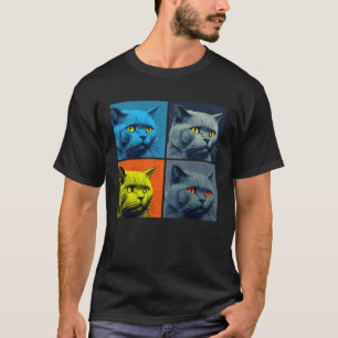 Chartreux Cat Pop Illustration Colourful Animal 2 T-Shirt