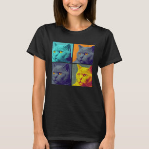 Chartreux Cat Pop Illustration Colourful Animal T-Shirt
