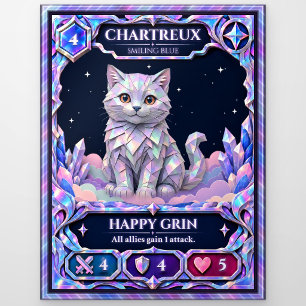 Chartreux Cat, Rainbow Foil Art Postcard