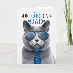 Chartreux Grey Cat Father's Day One Cool Cat Holiday Card