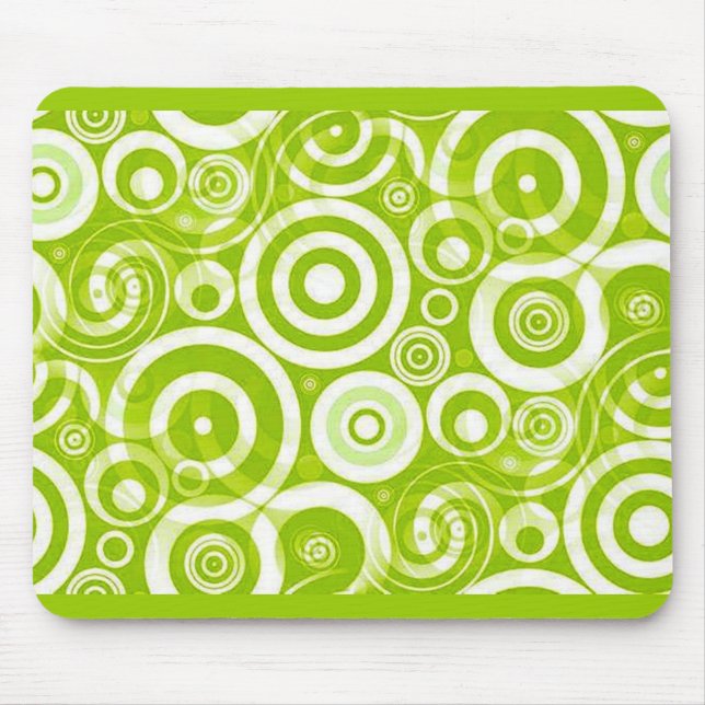 chartruse_retro_circles mouse pad (Front)