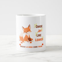Chase Joy Like Leaves – Bilingual Autumn Fox Mug