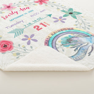 Chase Rainbows Baby Girl Stats Watercolor Mermaid Sherpa Blanket