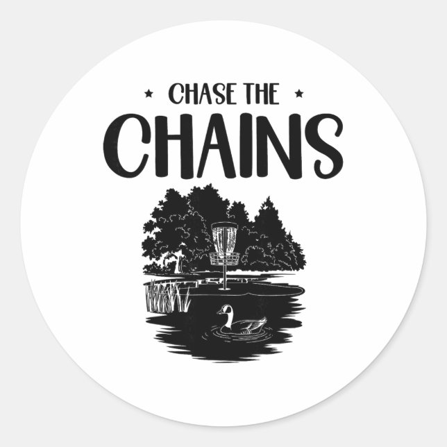 Chase The Chains Disc Golf Frisbee Art  Classic Round Sticker (Front)