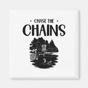 Chase The Chains Disc Golf Frisbee Art  Magnet