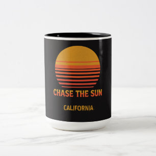 Chase The Sun Retro Sunset 70s Custom Template Two-Tone Coffee Mug