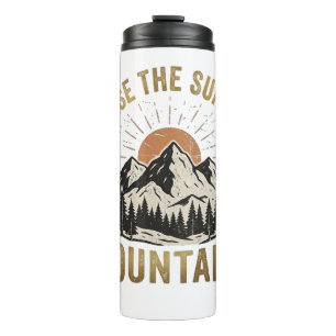 Chase The Sunrise Mountains Vintage Camping Hiking Thermal Tumbler