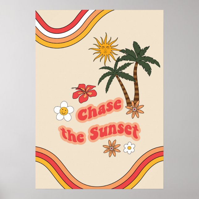 Chase the sunset groovy retro poster (Front)