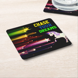 Chase Your Dreams Square Paper Coaster