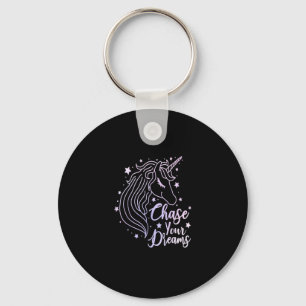 Chase Your Dreams Unicorn Shirt Girls Pink Purple  Key Ring