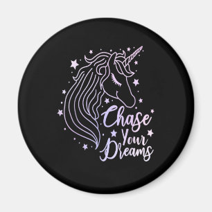 Chase Your Dreams Unicorn Shirt Girls Pink Purple Magnet