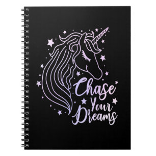 Chase Your Dreams Unicorn Shirt Girls Pink Purple Notebook