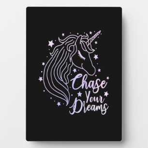 Chase Your Dreams Unicorn Shirt Girls Pink Purple Plaque