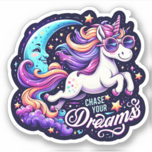 Chase Your Dreams" Unicorn Sticker