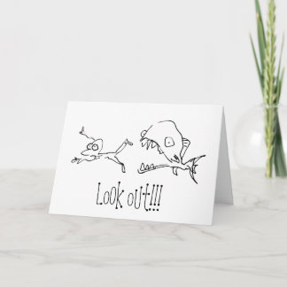 Chased by Shark Cartoon Happy Birthday Card