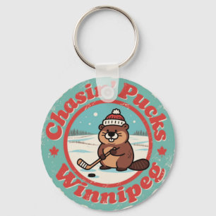 Chasin’ Pucks in Winnipeg Art Key Ring