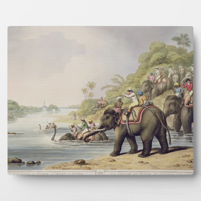 Chasing a Tiger across a River, from "Oriental Fie Plaque (Front)