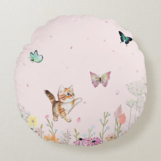 Chasing Butterflies Round Cushion