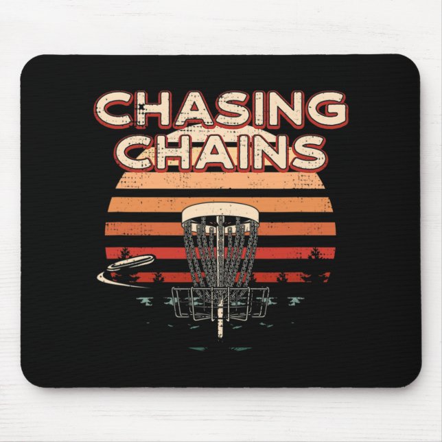 Chasing Chains Disc Golf Hobby Disc Golfer Pastime Mouse Pad (Front)