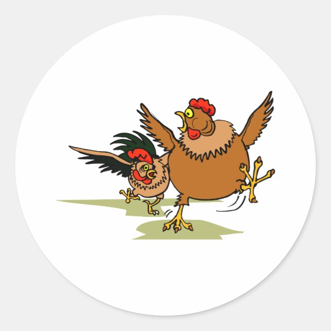 Chasing Chickens Classic Round Sticker (Front)