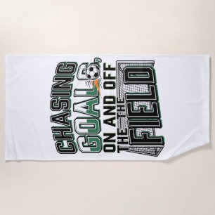 Chasing Goals Soccer Vintage Field Shirt Design_1 Beach Towel