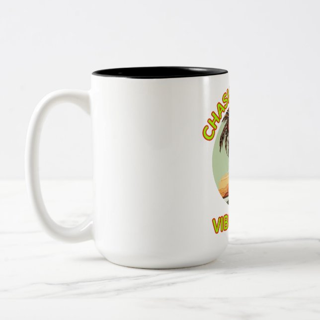 Chasing Good Vibes Only – Retro Two-Tone Mug,  Two-Tone Coffee Mug (Left)