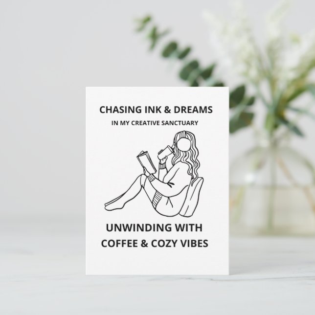 Chasing Ink and Dreams | Cosy Creative Sanctuary  Postcard (Standing Front)