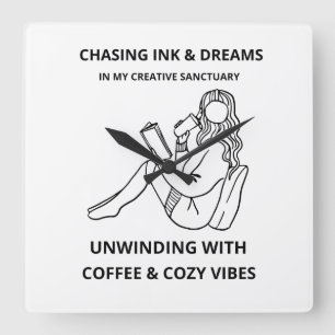 Chasing Ink and Dreams Cosy Creative Sanctuary Square Wall Clock