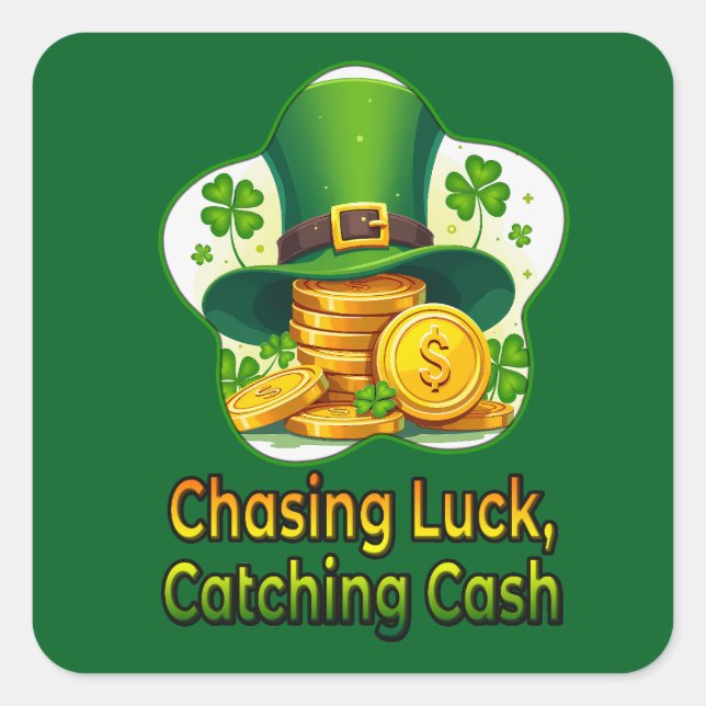 Chasing Luck Catching Cash - Autocolante Square Sticker (Front)