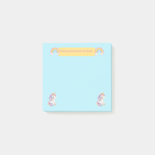 Chasing Rainbows and Goals Cute Unicorn Blue Notep Post-it Notes
