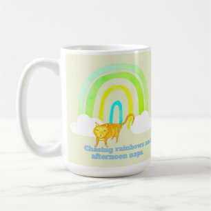 Chasing Rainbows and Naps Cute Ginger Cat Coffee Mug