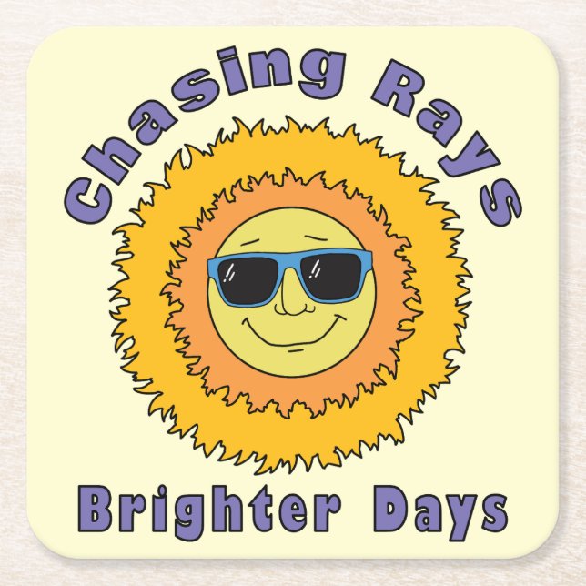 Chasing Rays Square Paper Coaster (Front)