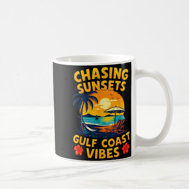 Chasing Sunsets Gulf Coast Vibes Retro Beach Coffee Mug (Right)