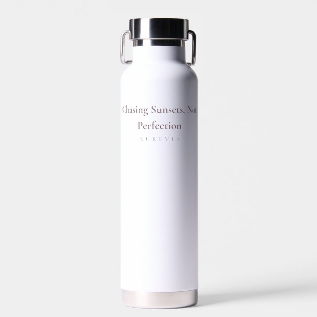 Chasing Sunsets Not Perfection Inspirational Water Bottle (Front)