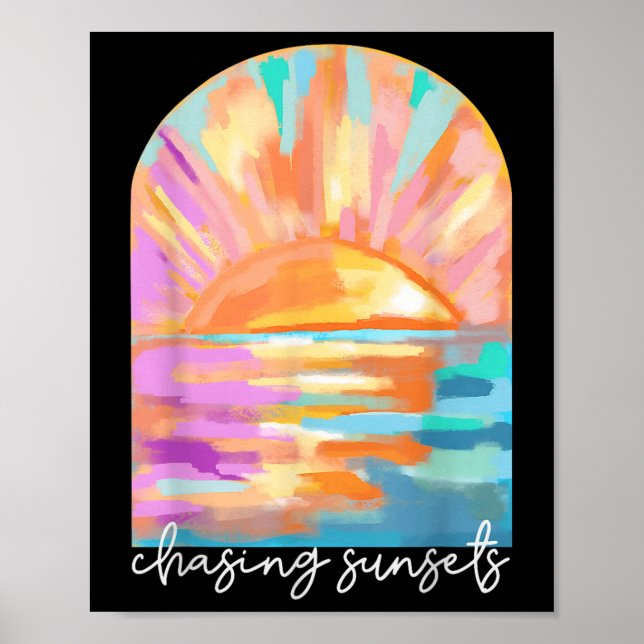 Chasing Sunsets Summer Vacation Hawaii Beach Funny Poster (Front)