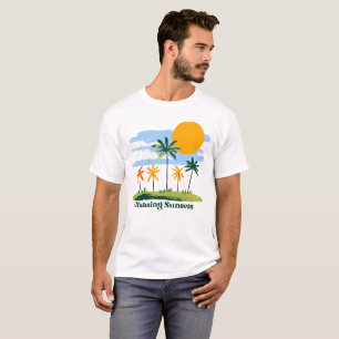 Chasing Sunsets Vintage Tropical Palm Trees White T-Shirt