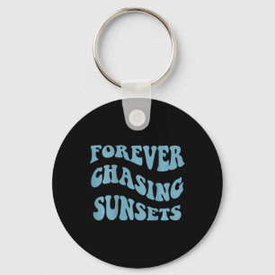 Chasing Sunsets Words On Back Trendy Aesthetic Key Ring