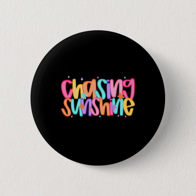 Chasing Sunshine Hawaii Beach Seashell Funny Summe 6 Cm Round Badge (Front)