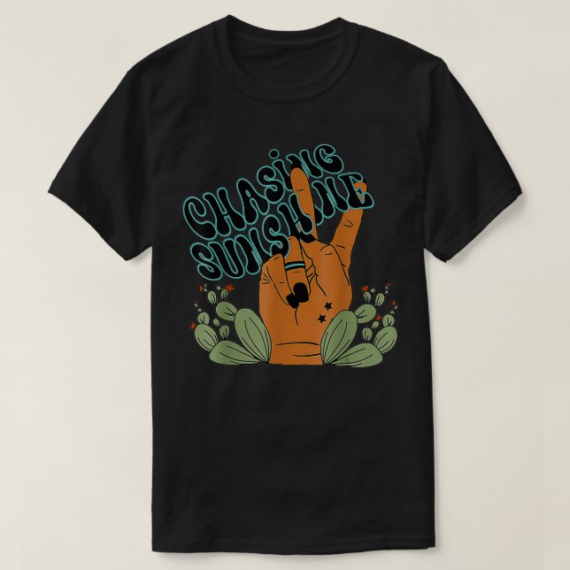 Chasing Sunshine Retro Boho Western  T-Shirt (Design Front)