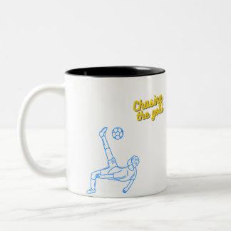 Chasing the Goal | Motivational Sports Design for Two-Tone Coffee Mug