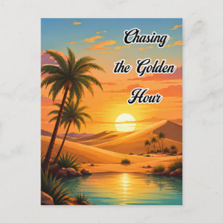 Chasing the Golden Hour Desert Sunset Aesthetic Announcement Postcard