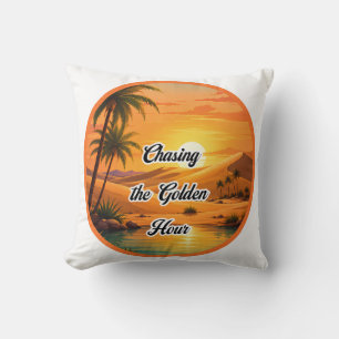 Chasing the Golden Hour Sunset Oasis Aesthetic Cushion
