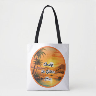 Chasing the Golden Hour Sunset Oasis Aesthetic Tote Bag