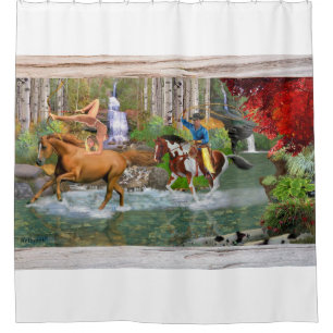 CHASING THE GOLDEN STALLION ARCHER SHOWER CURTAIN